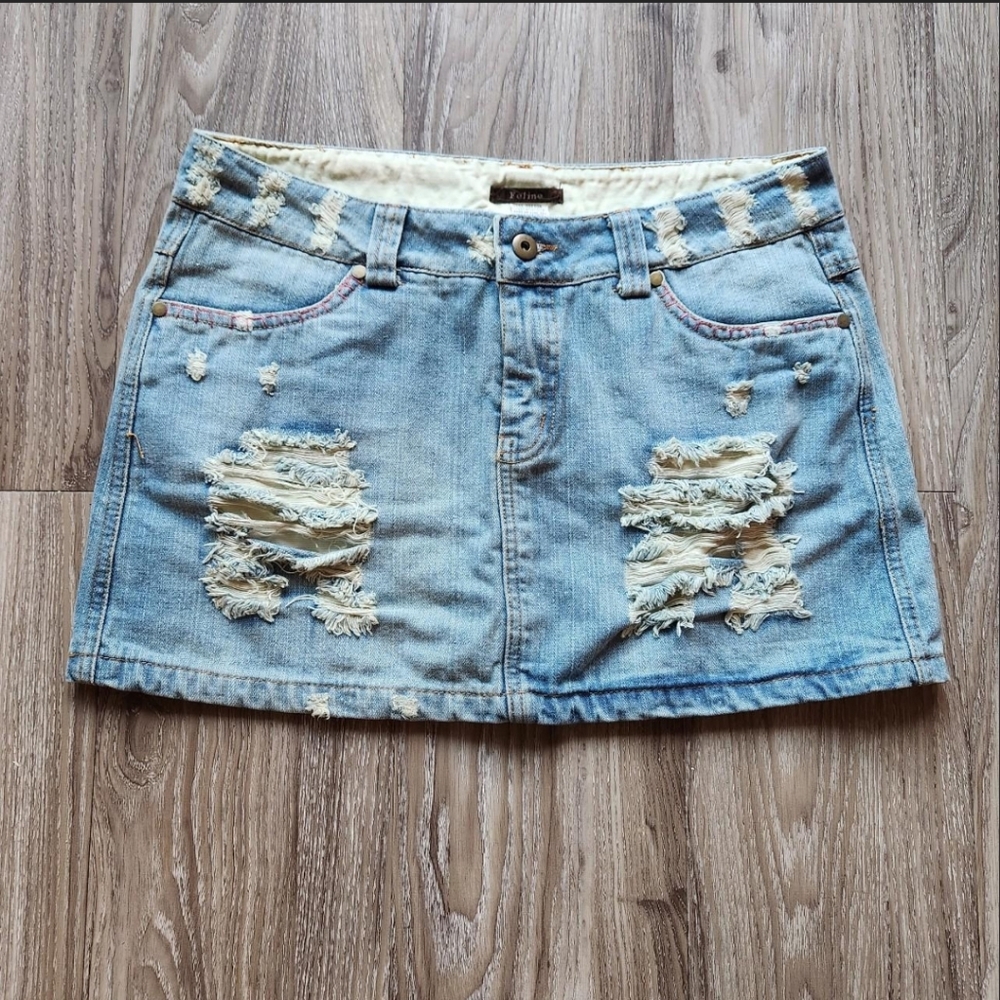 Y2K denim mini skirt